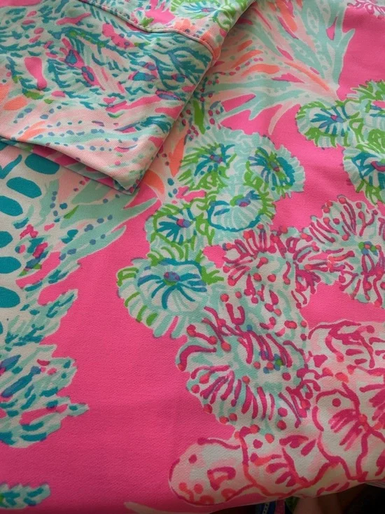 Lilly Pulitzer Hot Pink Floral Border-UPF 50+ Print Shift Dress - Picture 4 of 4